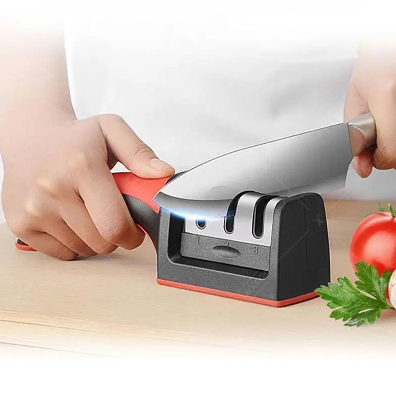 Точилка для ножей Whetstone Sharpening Professional Многофункциональная 3-ступенчатая керамическая точилка для кухонных ножей с нескользящей основой