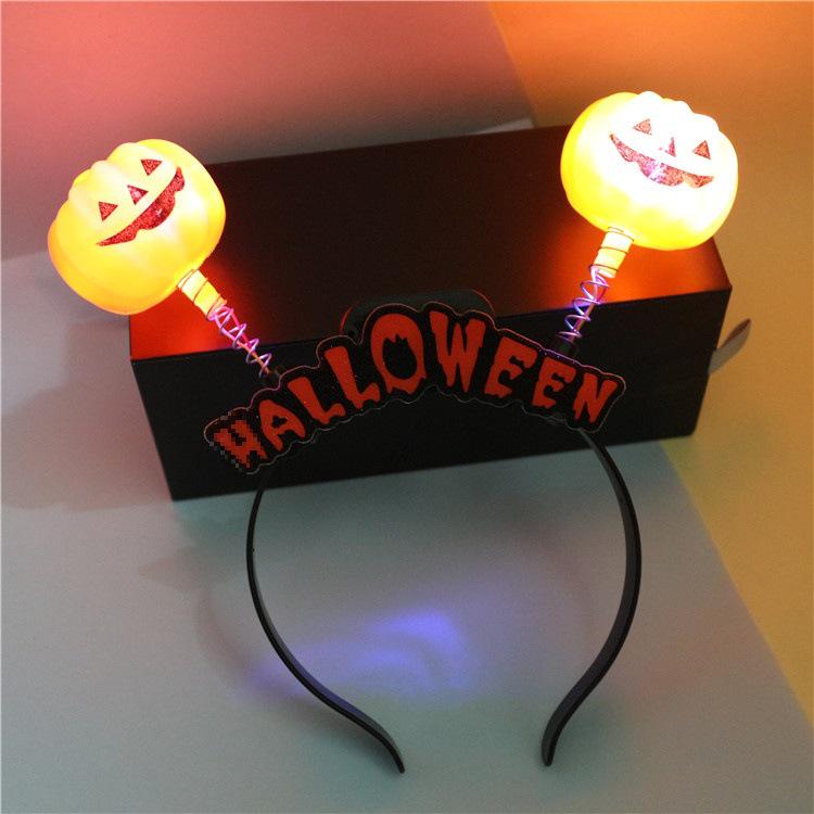 Luminous Halloween Pumpkin & Horn Headband for Kids & Adults