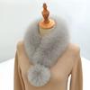 Thickened Winter Scarf Solid Color Faux Fox Fur Collar Neck Warmer Scarf  Cold Weather Accessories