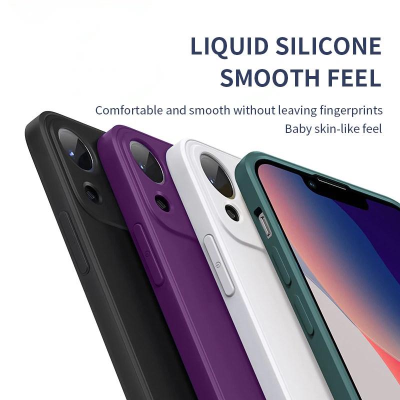 Жидкий силиконовый однотонный чехол для телефона для iPhone 15 14 Pro Max 13 12 11 XS XR X Mini 7 8 Plus SE противоударный мягкий чехол