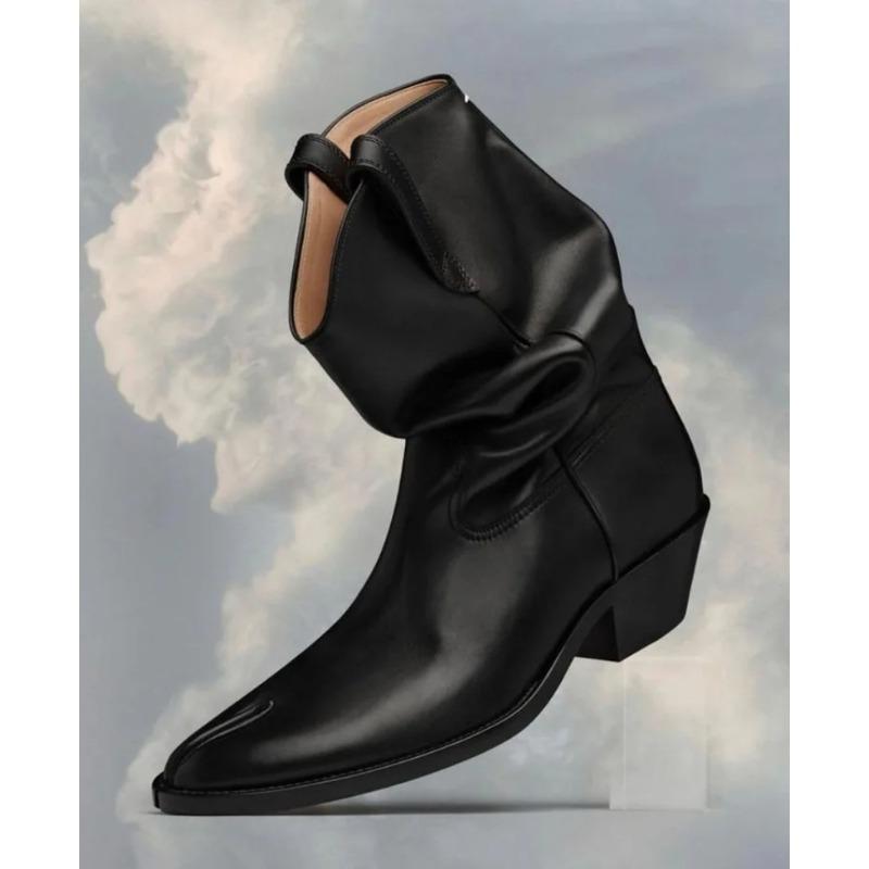 Fashion 2025 Brand Design Tabi Boots Split Toe Chunky High Heel Women Boots Leather Zapatos Mujer Fashion Autumn Women Shoes Botas Mujer