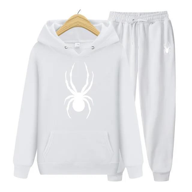 Весенне-осенний мужской костюм брендовая мода паук толстовка + брюки повседневный бег трусцой спортивная одежда 2 комплекта