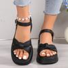 Women Platform Sandals  New One-word Buckle Women Sandals Summer Solid Pleated Open Toe High Heels Water Proof Sandals Women