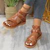 Модные летние 2025 года новые экспортные женские сандалии, трансграничные римские сандалии больших размеров, женские сандалии на плоской подошве с перекрестными ремешками