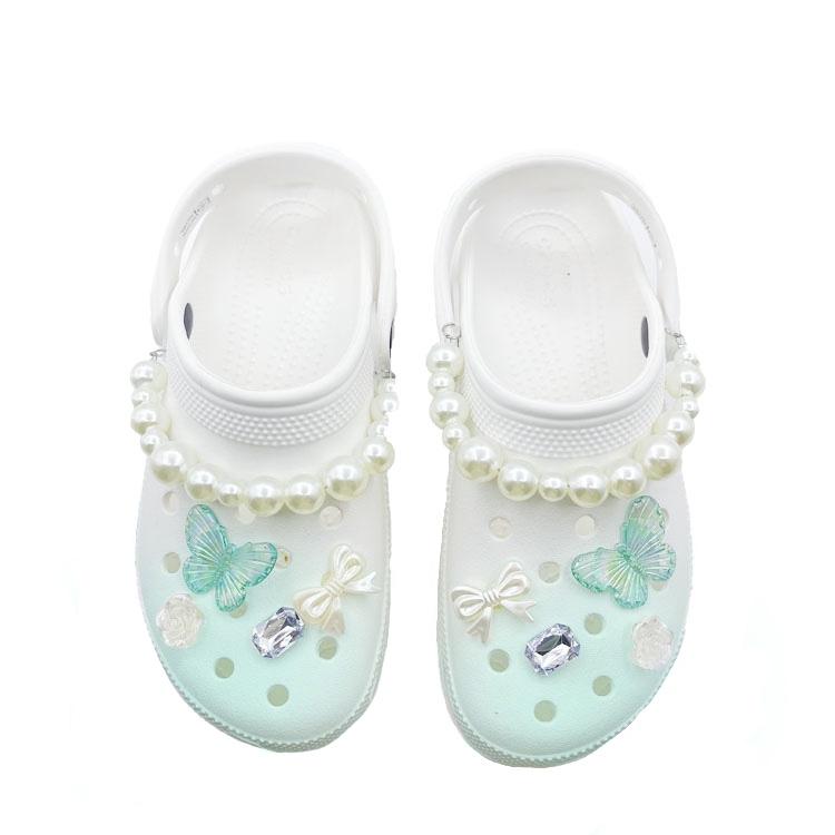 Crocs Классические платформенные клоги из ЭВА Потос Крылья бабочки Пляж Путешествия Универсальный Модный тренд Дырявые туфли для мужчин и женщин Зеленый