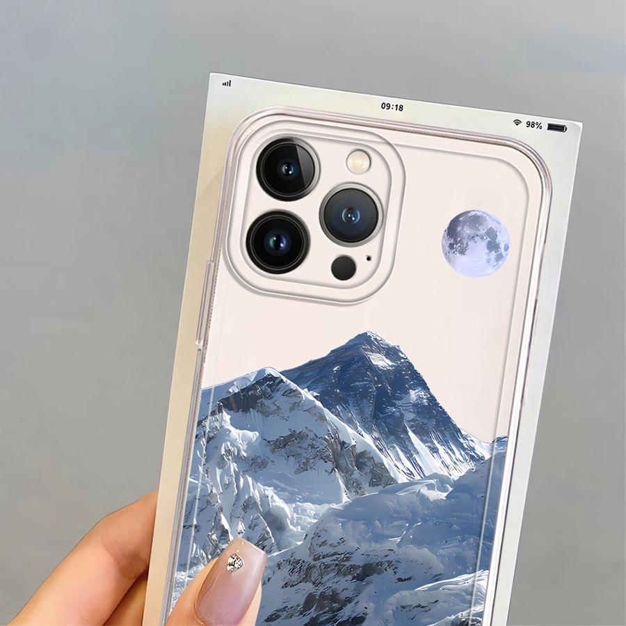 Чехол для iPhone 17 Pro Max 14 Plus 12 Mini 7 8 11 XS Max XR 16 Air 15 13 Pro Мягкая накладка на телефон Снежные горы Живописный хребет