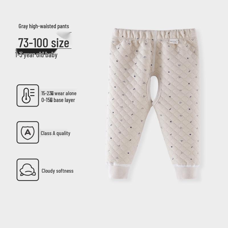 Boys' and Girls' Padded Winter Pants - Warm, High Waist, Open Crotch, Cotton for Belly Protection