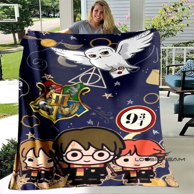 Cute & Kawaii-Style 3D Printed Blanket — Harry Potter Theme: Warm and Cozy Flannel Throw. Perfect for Bedrooms, Sofas, Beds, Sea