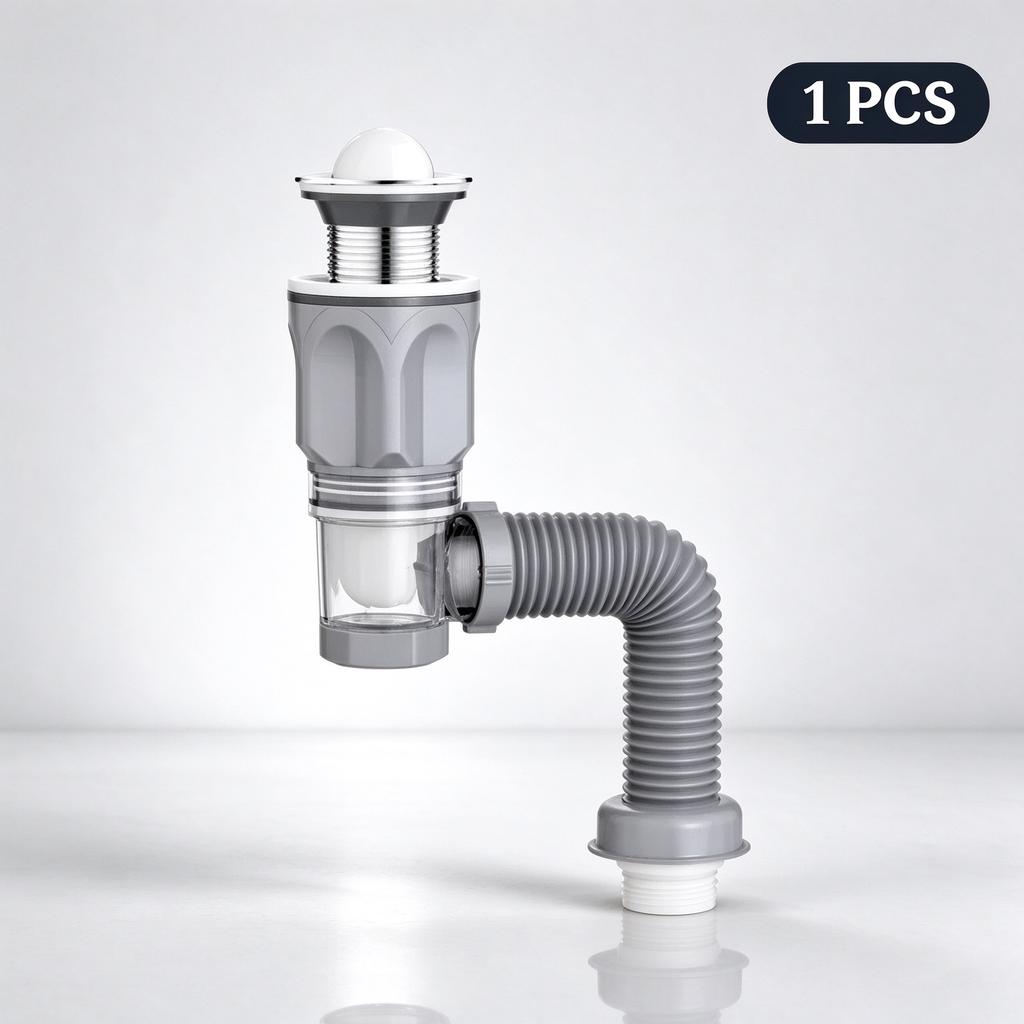 Sink Drain Pipe Assembly Kit Anti Odor Basin Drainage Set, Flexible Stretch Drain Hose for Bathroom Vanity Sink Waste Water