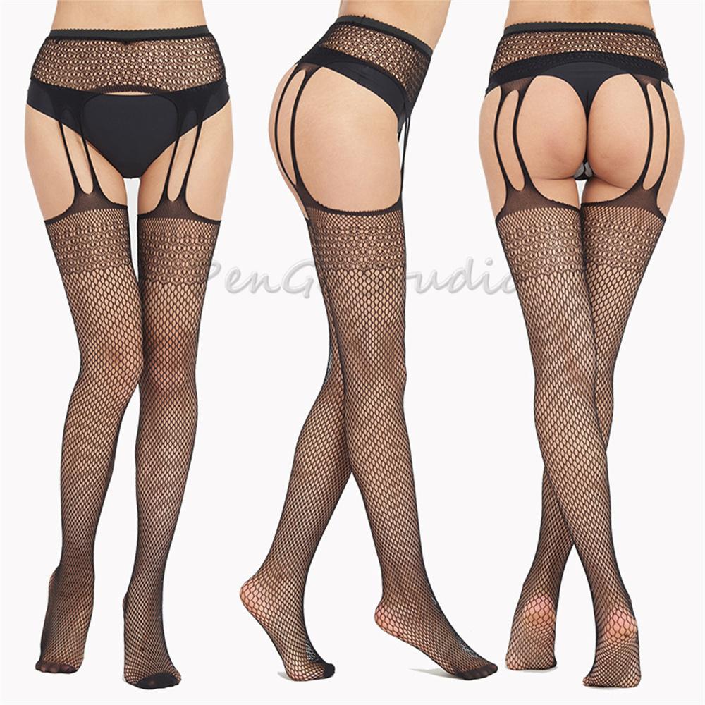 30 Styles Erotic Stockings With Garter Belt For Women Fishnet Pantyhose Plus Size Thigh High Socks Sexy Lingerie