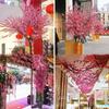 1pc   Artificial Peach Blossom Livingroom Ornaments Fake Tree Landscaping Decoration 65cm Bendable Fake Flower Festival Decoration