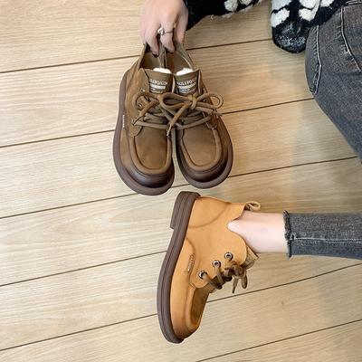 Ботинки женские на шнуровке, короткие, ручной работы, в стиле ретро с круглым носком и мягкой подошвой