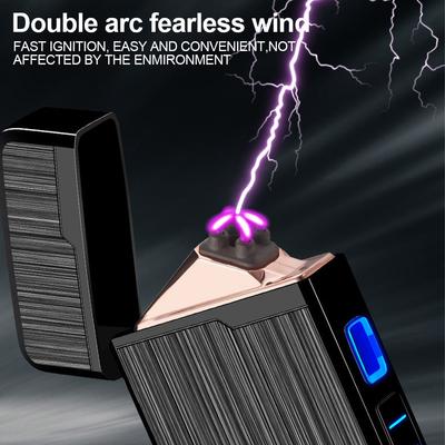 1 шт. Новый ветрозащитный металлический USB-зажигалка-фонарик, реактивная двойная плазменная дуговая зажигалка, газовая электрическая, перезаряжаемая бутаном, для трубки, сигары