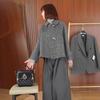 Korean Hepburn Grey Lapel Wool Duffle Coat - Women's Short Jacket for Autumn/Winter 2024