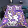 Unicorn Duvet Cover Set King Queen Size Pink 3D Print Cute Unicorn Star Rainbow Cloud for Kids Girls Boys Polyester Bedding Set