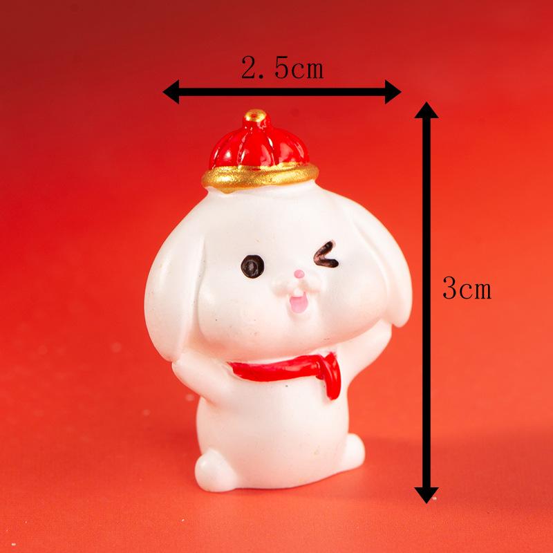 Микро Ландшафтное украшение Милый мультяшный новогодний кролик Подарок Кролик Смоляное украшение