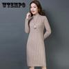 Женское трикотажное платье осень-зима винтажное женское тонкое платье-свитер трикотажные платья с длинным рукавом