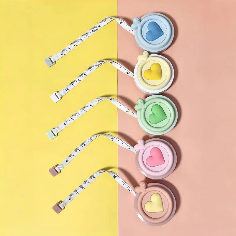 1pc Compact Retractable Pastel Heart-Shaped Mini Tape Measure - for Body Measurements, Clothing