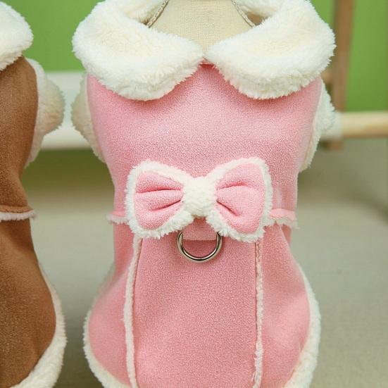 Cute Stylish Pet Cotton Coat Button Closing with Traction Rope Buckle Thickened Small Medium Dogs Tractable Cotton Coat
