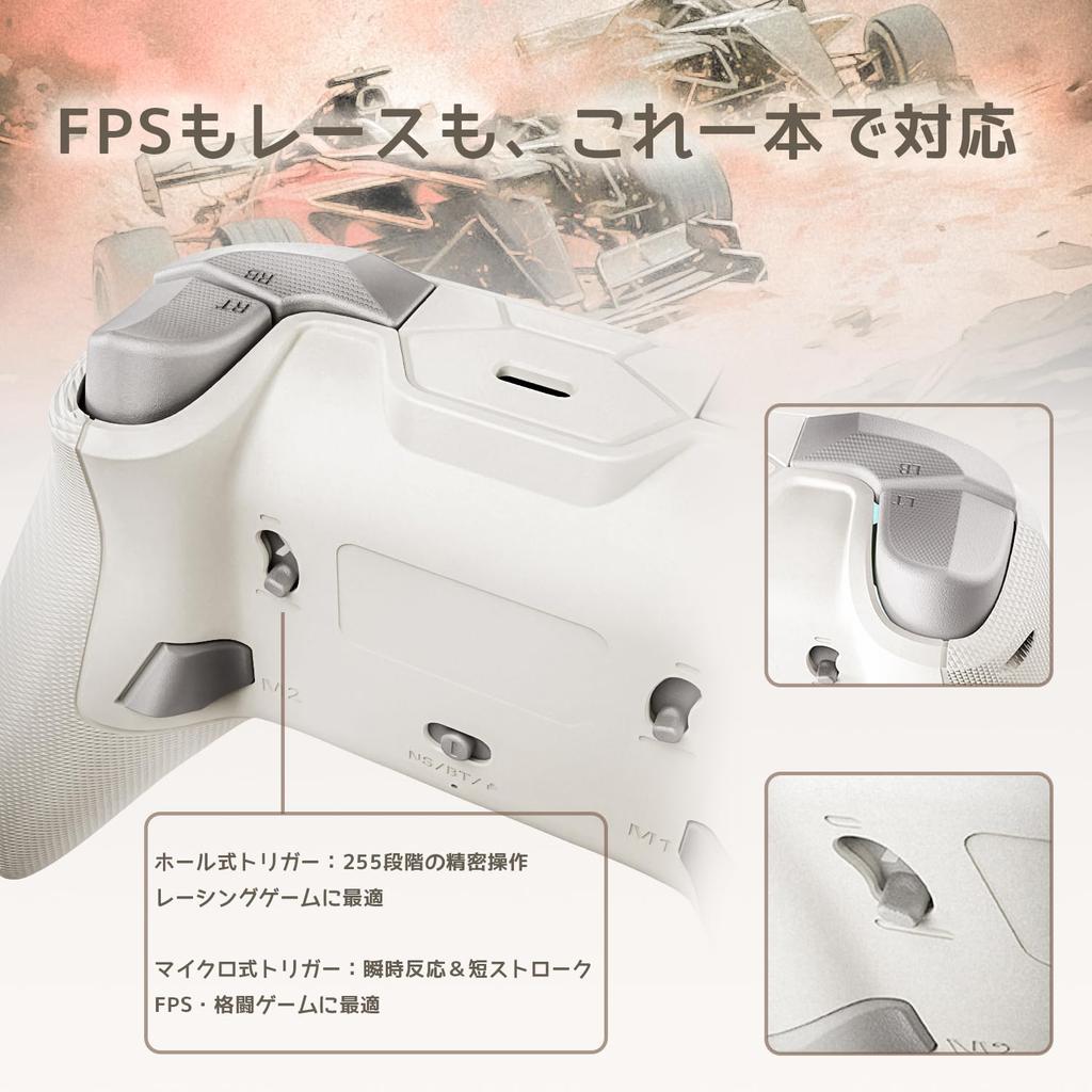 PC Controller, WiredBluetooth2.4G Wireless Connection Compatible, Includes 2.4G Receiver, Switchable Hall Effect & Haptic Triggers, 1000Hz Ultra-Fast