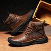 Ручная строчка Кожаные мужские ботинки Спилок Повседневная кожаная обувь Мужские ботильоны