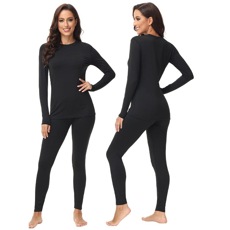 Осенне-зимнее термобелье с круглым вырезом и леггинсами для женщин