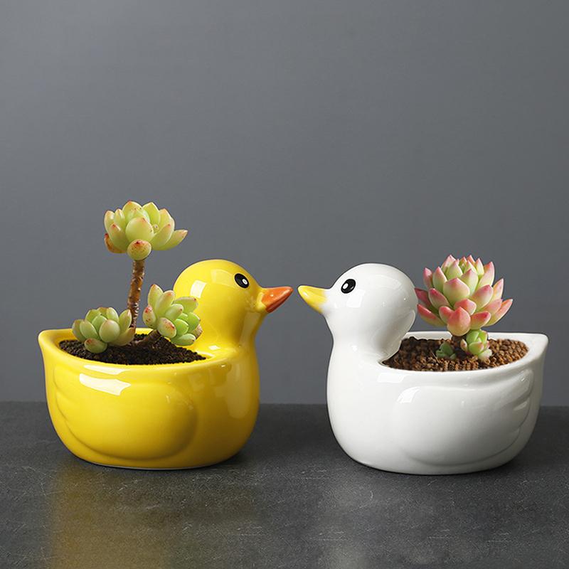 Милая утка цветочный горшок сочный горшок керамический горшок домашний декор настольные украшения бонсай горшок украшение сада