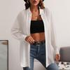 Autumn Bohemian Style Simple Shirt 2023 Elegant Loose Women Long Sleeve Office Blouse Ladies Pockets Lapel White Long Tops 28613