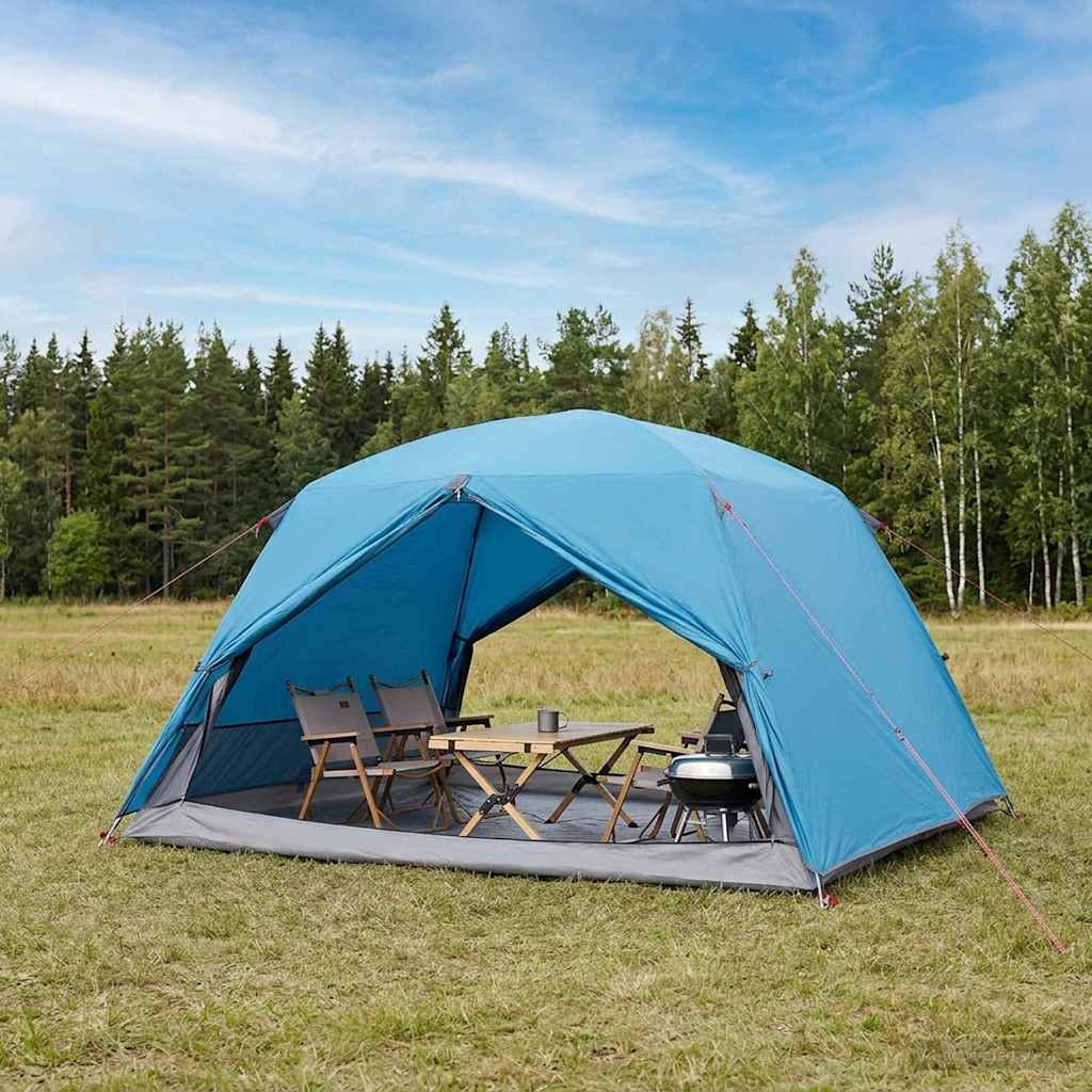 Trekking Tent Blue 4 Person Tent 185T Polyester with PU Coating