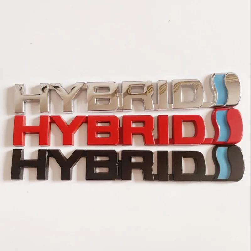 1Pc 3D Metal HYBRID Logo Side Fender Rear Trunk Emblem Badge Car Sticker Decals For  Prius Camry Crown Auris Rav4s TRD