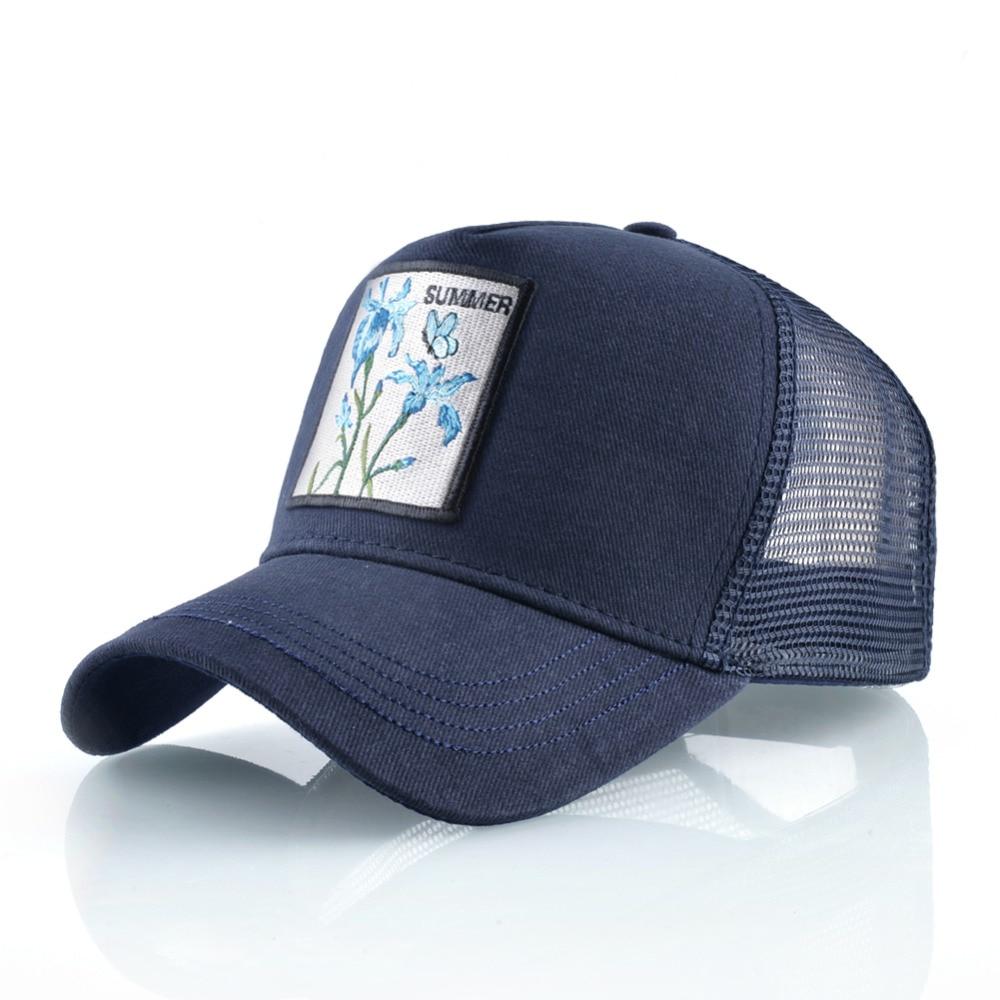 Snapback Hats For Men Women Summer Breathable Mesh Baseball Cap Outdoor Sun Flower Embroidery Hat