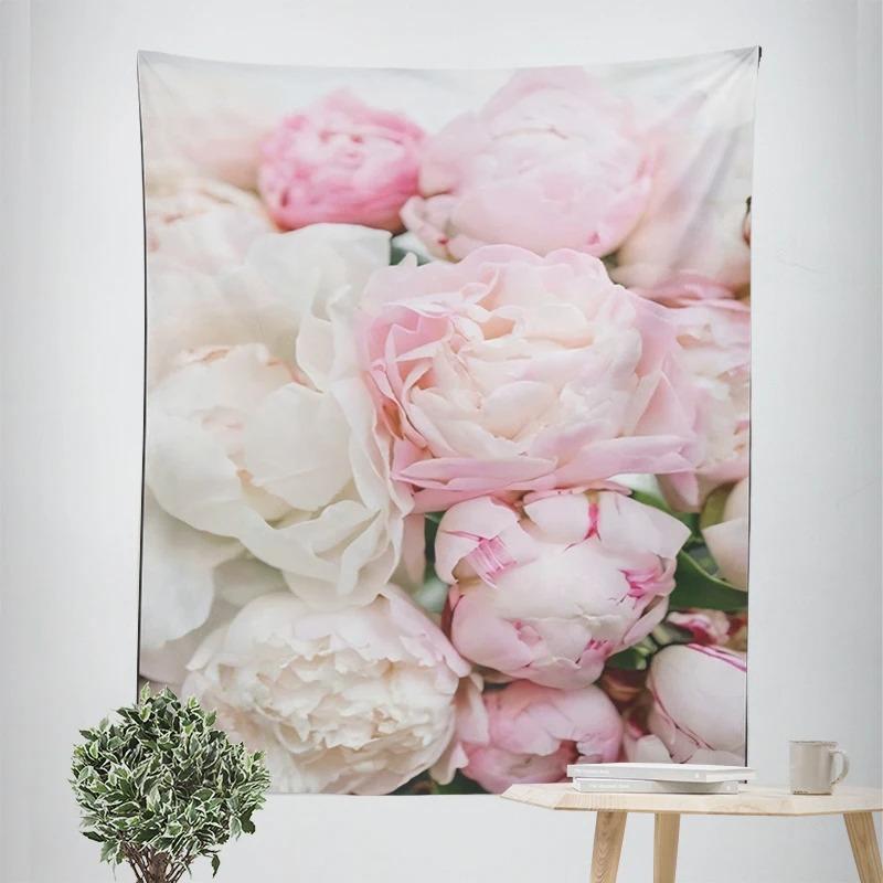 Розовый букет цветов Декоративный гобелен Декор для дома Настенный декор Офис Гостиная Гобелен