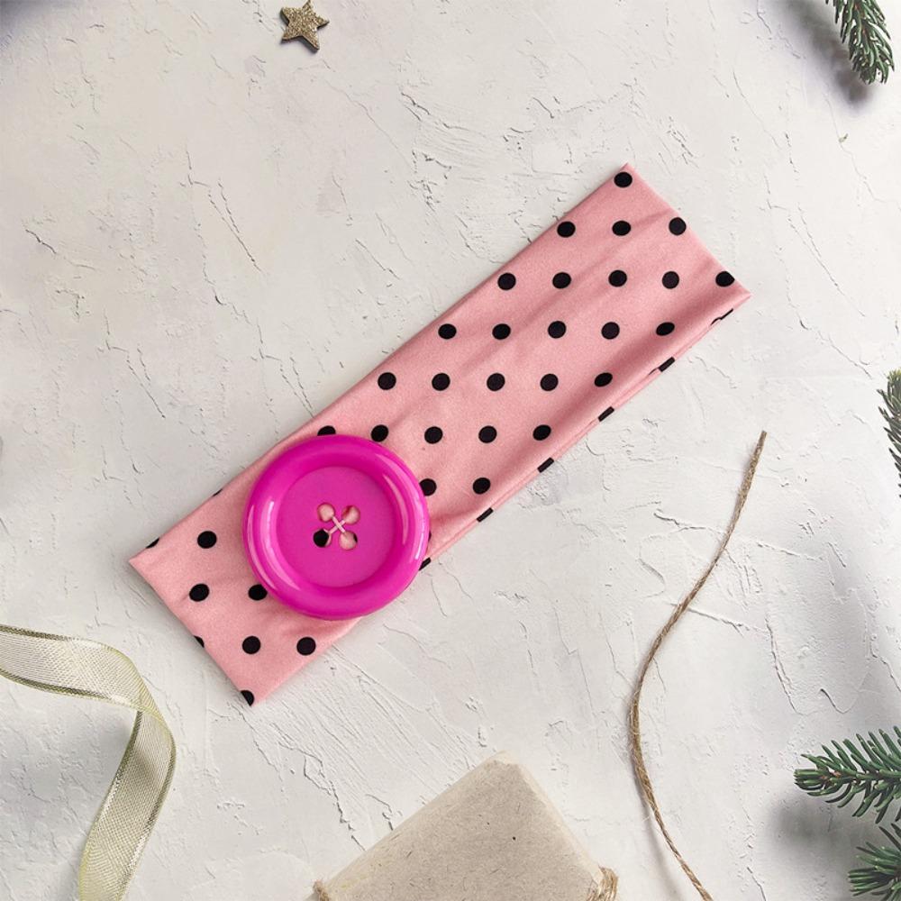 Colorful Elastic Hairband Vintage Style Polka Dot Headband High Quality Button Hairband