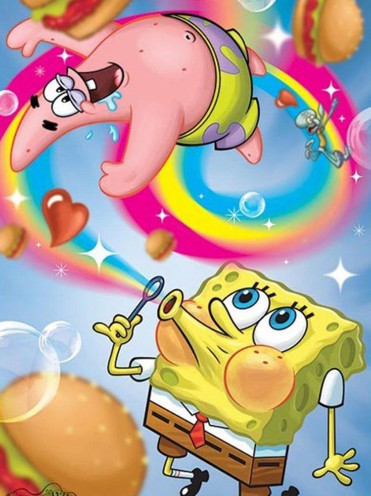 Handmade 5d DIY SpongeBob Diamond Art Painting Kit Water SquarePants Cross Stitch Embroidered Home Decor Mosaic Home Decoration