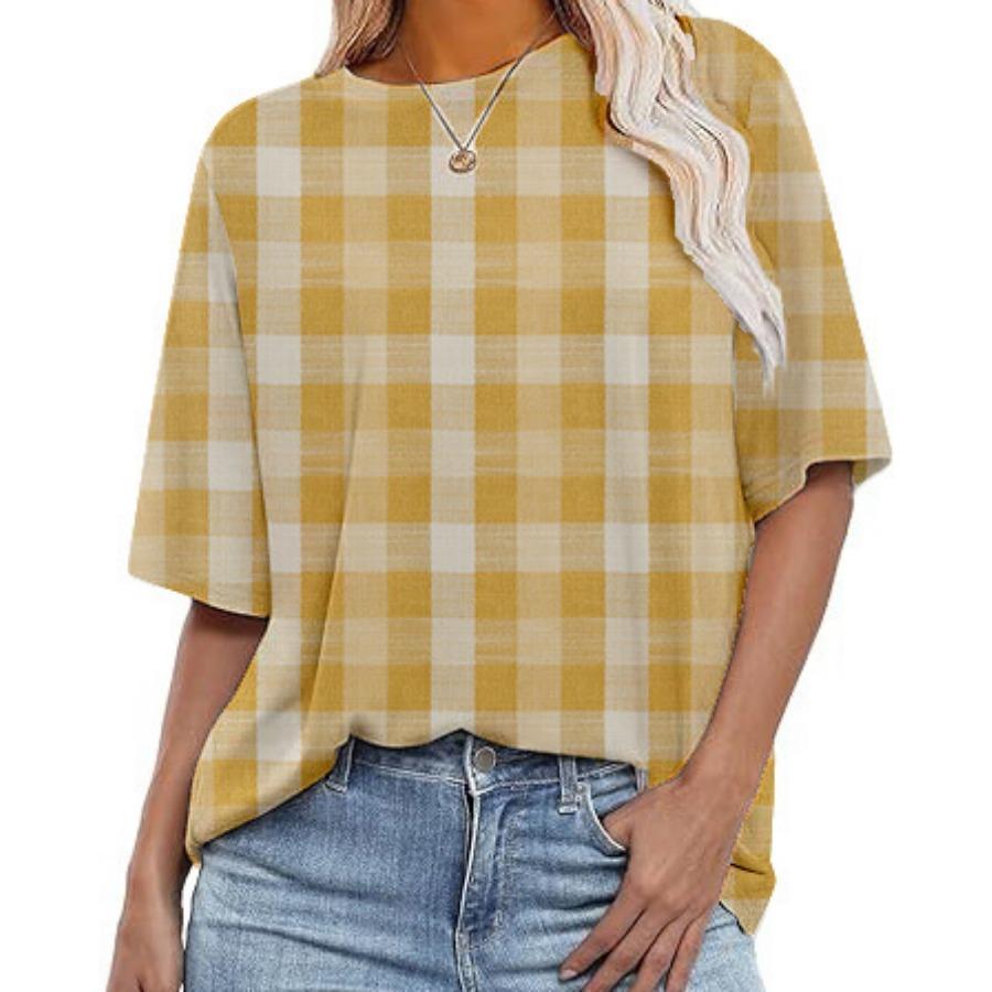 Женские повседневные свободные футболки с круглым вырезом и короткими рукавами в полоску с цифровой печатью для женщин