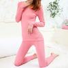 2 шт./компл., термобелье, топ, брюки, однотонный узкий обтягивающий осенне-зимний комплект с постоянной температурой, эластичный женский комплект для повседневной носки