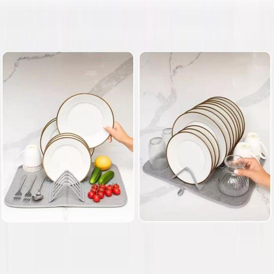 Складной коврик для сушки посуды Супервпитывающий коврик из микрофибры Подставка со штабелируемой полкой Нескользящий органайзер для кухонной столешницы для сушки и хранения