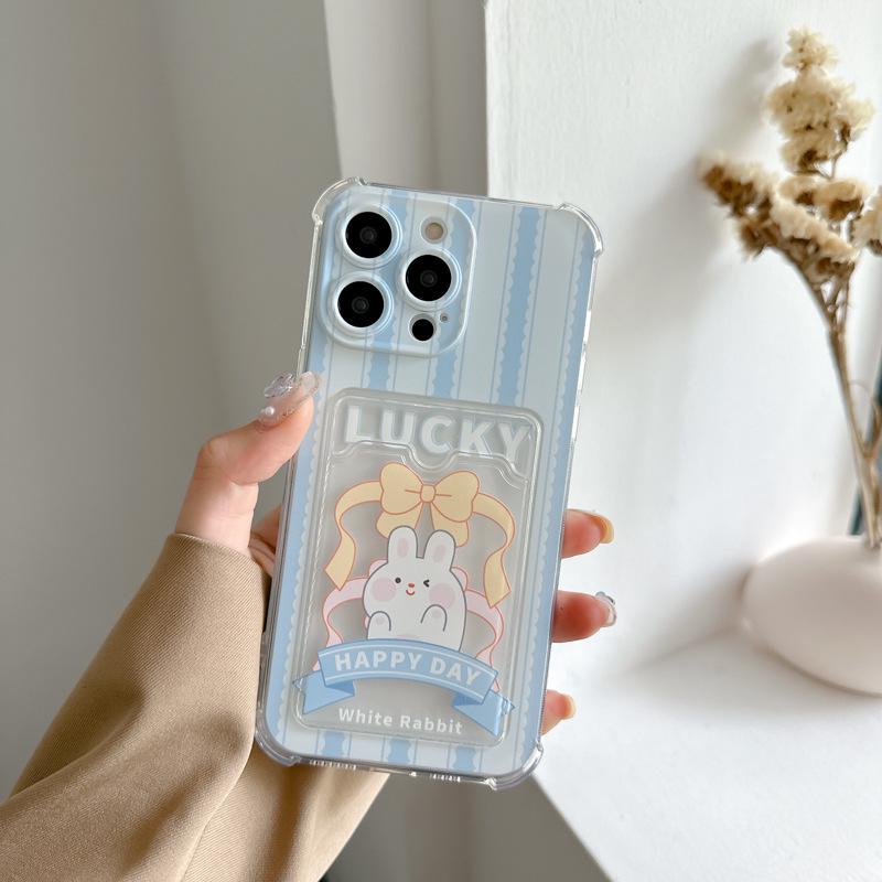 Zhitai Мультяшный чехол-картхолдер с кроликом для iPhone 16 Pro/15/14/13 Pro