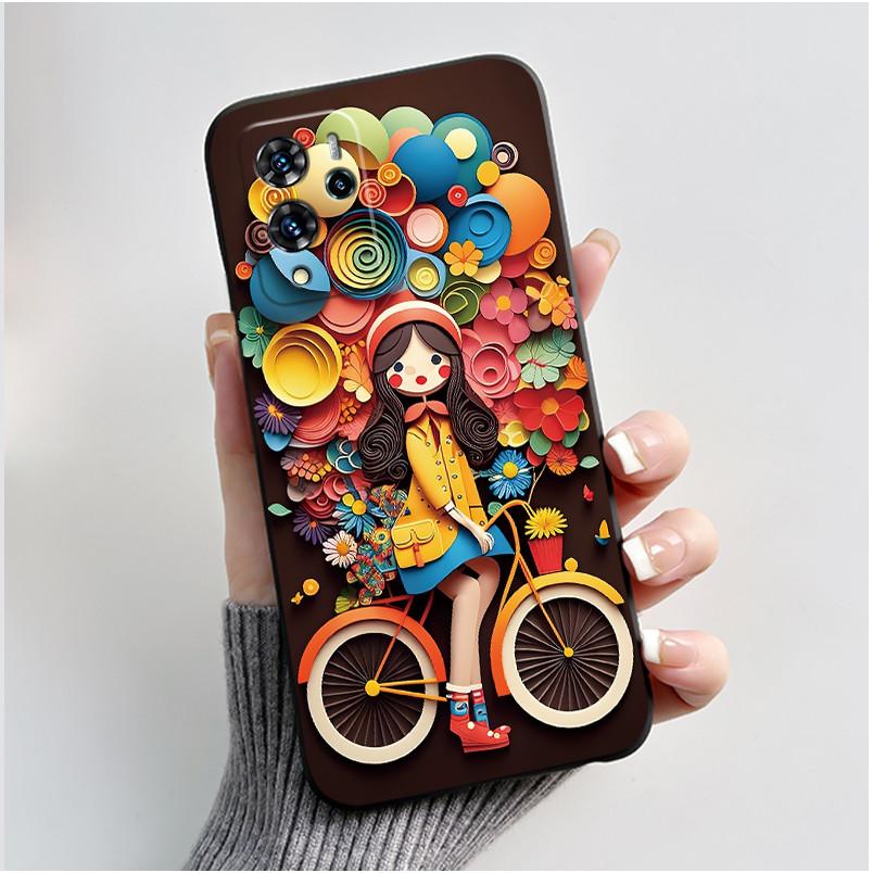 Phone Case For ZTE Blade V40 Pro/ZTE 9046 Soft Silicone Black Case Aesthetic Pattern Love Goldfish Rabbit Shockproof Coque