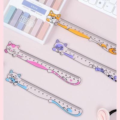 Линейка для животных Kawaii Аксессуары Школьные принадлежности Инструмент для рисования Papeleria Прозрачный 15 см Регла Cutewatermelon Канцелярские принадлежности Линейка