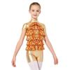 Girls Jazz Dance Costume Mock Neck Short Sleeve Tiered Ruffle Cutout Top Metallic High Waist Shorts Set