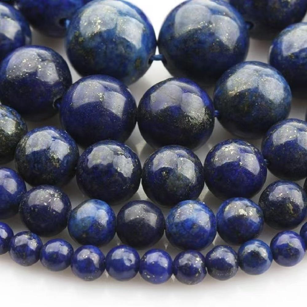 Lapis Lazuli Round 4/6/8/10/12mm Natural Stone Beads 15"Strand Smooth Loose Spacer Beads for Jewelry Making DIY Bracelets Accessories