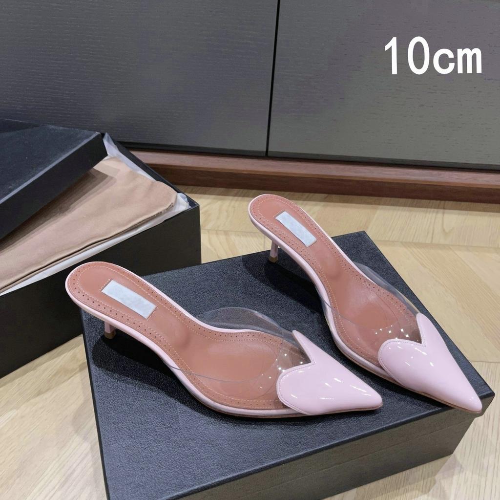 2025 Fairy Style Summer Sexy And Versatile Transparent Half-Slipper Women'S Pointed-Toe Thin-Heeled High-Heeled Sandals Slipper