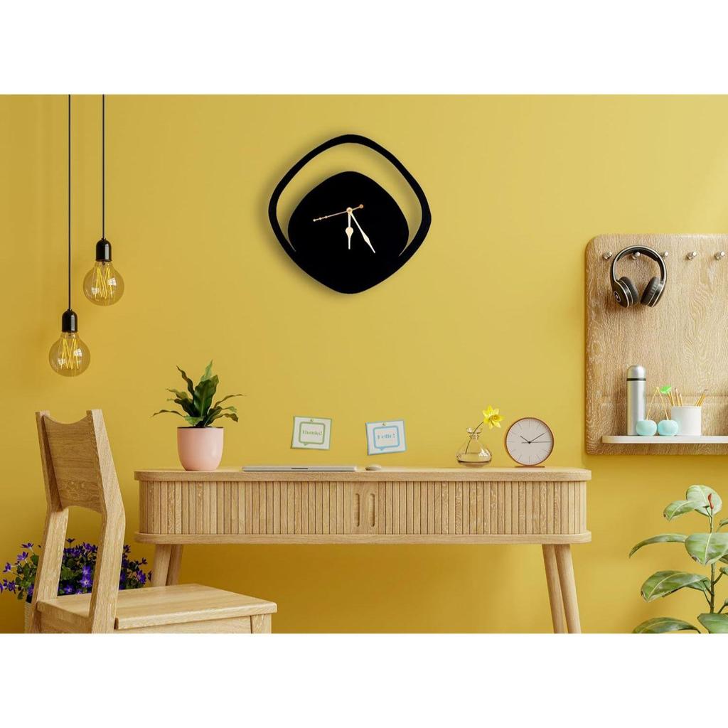 Настенные часы для дома, офиса, гостиной, спальни, детской комнаты и кухни | Большой размер, стильный, новейший домашний декор | (33 X 33 СМ) | Черный цвет (Включенная батарея)