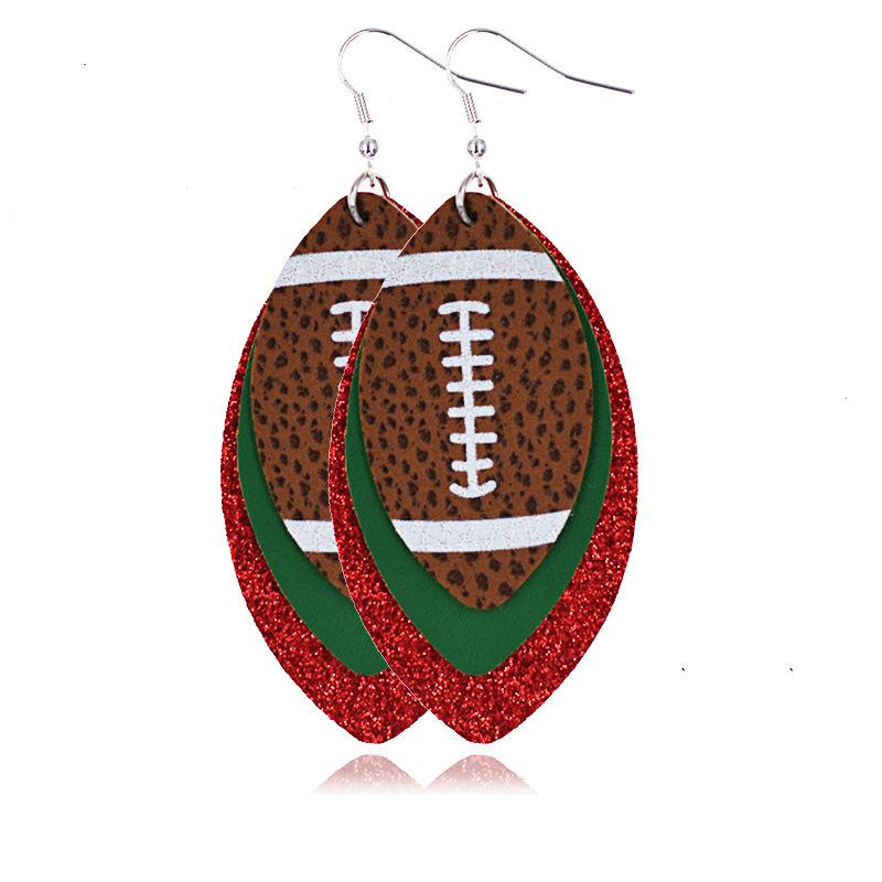 Multilayer Rugby Droplet Leather Earrings Summer Christmas Leather Earrings