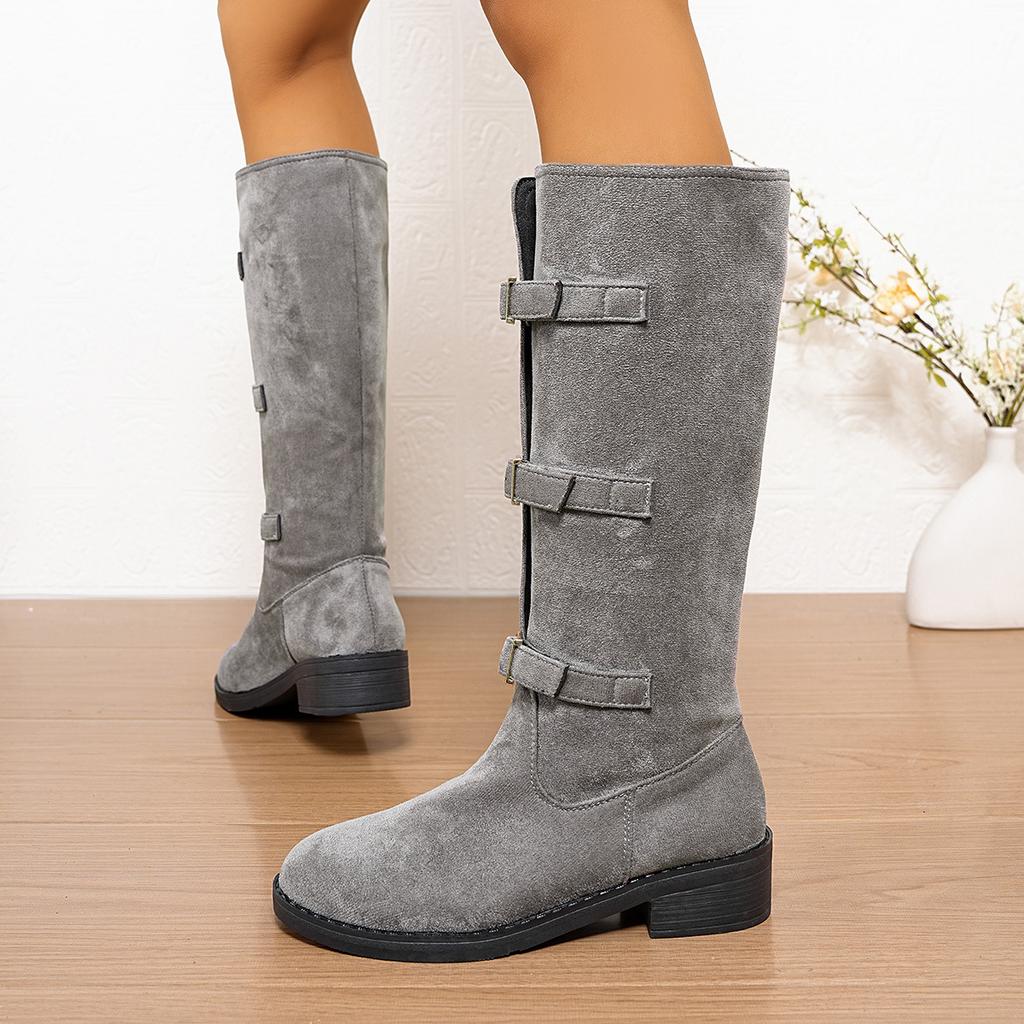 Женские винтажные плоские сапоги до колена - Ретро английский стиль, облегающие сапоги для верховой езды на зиму, модные высокие кожаные сапоги для женщин