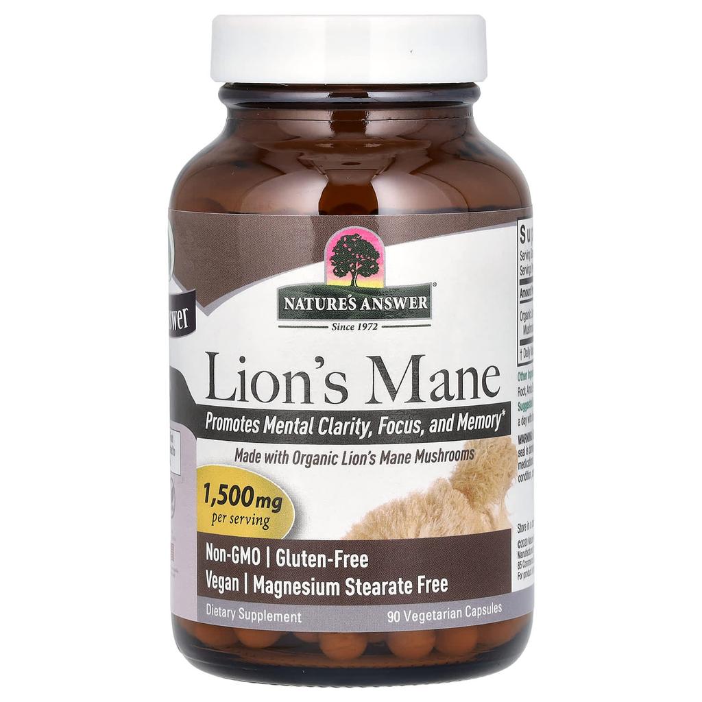 Nature's Answer Helicopteric Mane Mushroom, 1,500mg, 90 Veggie Capsules (500mg Per Capsule)