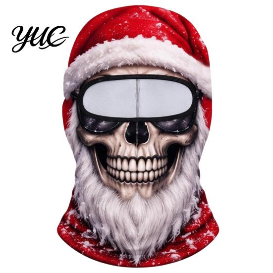 Holiday Costume Mask Christmas Santa Claus Face Mask, Funny Print Balaclava Windproof Milk Silk Headgear Fiber Neck Gaiter Cover for Outdoor