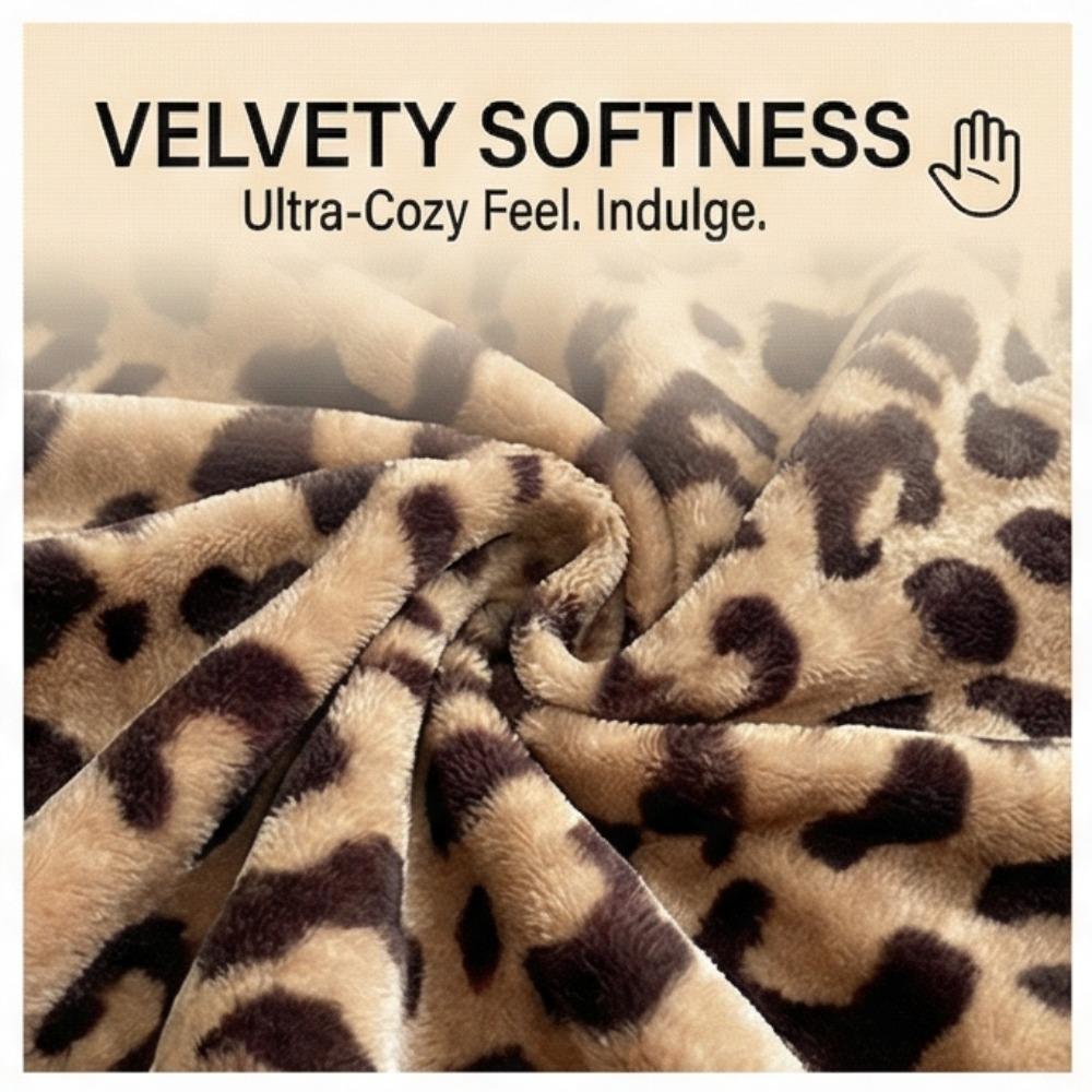 Зимний роскошный комплект постельного белья из четырех предметов с леопардовым принтом и кроличьим мехом - Пододеяльник с дополнительным наполнителем и утолщением для повышенного тепла и комфорта.