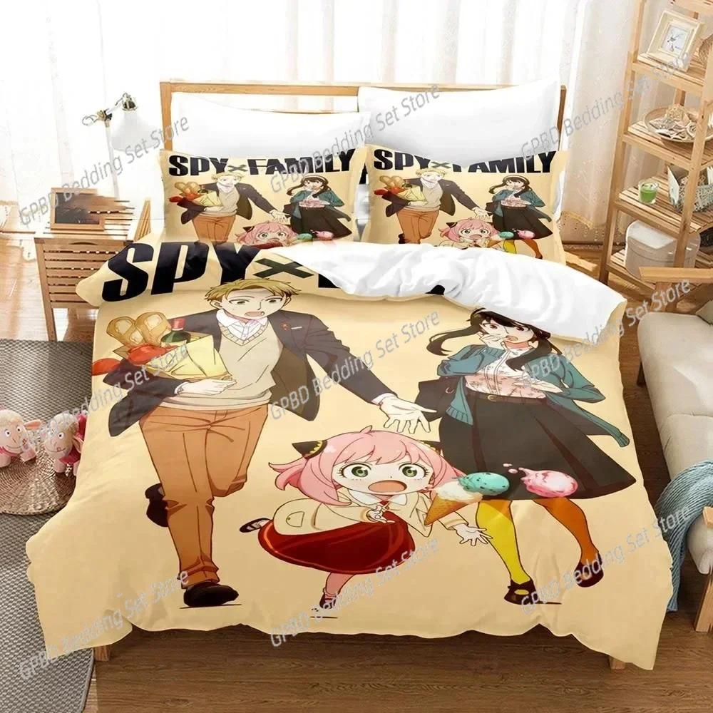 New Anime Spy x Family Anya Bedding Set 3D Printed Suitable for Bedroom Duvet Cover Set With Pillowcases Kids Home Textile